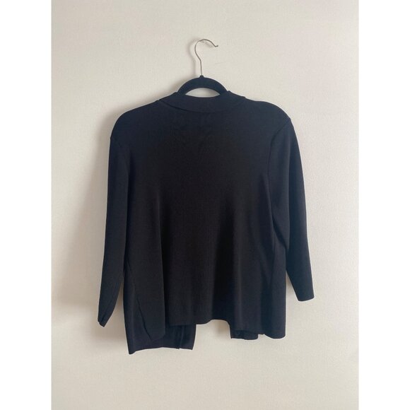 Black Button-Up Cardigan Sweater With Polo Collar Women's Size M - Picture 2 of 5